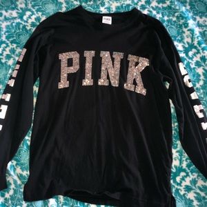 Long sleeve gold and black PINK T-shirt
